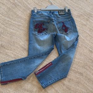 Baby Phat Capri Denim Clam Digger Cropped Jeans‎ Embroidered